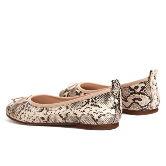 Zara NWT Snake Effect Print Ballerina Flats with Bow 4 36 Kids + Petite Feet - Picture 4 of 11